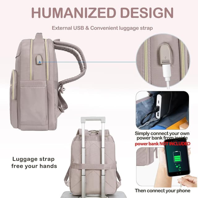 Thumbnail 6 de VANKEAN 17.3 Inch Laptop Backpack Pink 17.3