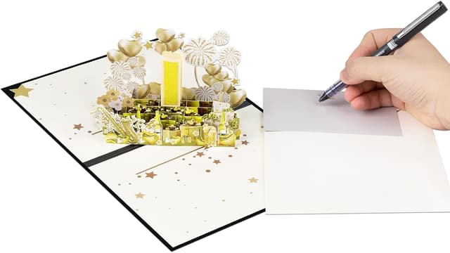 Detalle 2 de Anniversary Golden Gift pop up card