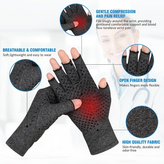 Detalle de AovYoo : 2 paires de gants de compression sans doigts pour arthrose et Raynaud