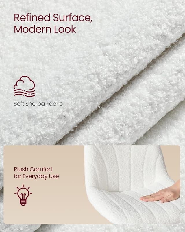 Detalle 1 de VASAGLE LJB160WD02 Dressing Table Chair: height adjustable, 360° swivel beauty stool with backrest (Cloud White)