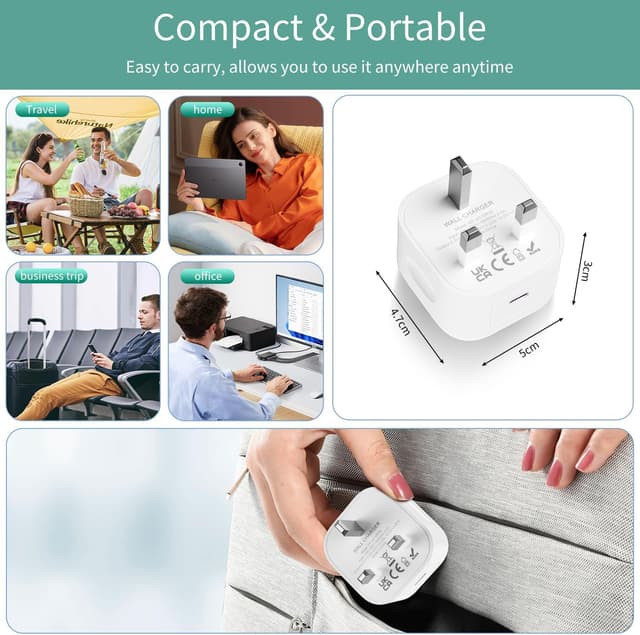 Thumbnail 6 de USB C Plug 3 Pack MFi Certified 20W UK Type Charger for iPhone & Galaxy ⚡