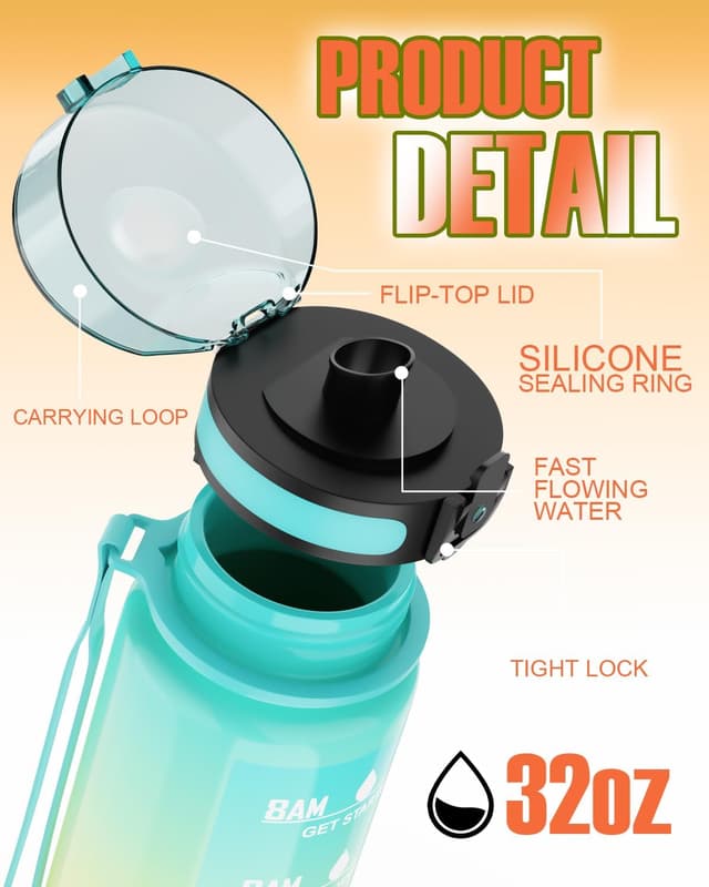 Detalle 2 de QIVORO 1 litre water bottle with time marks