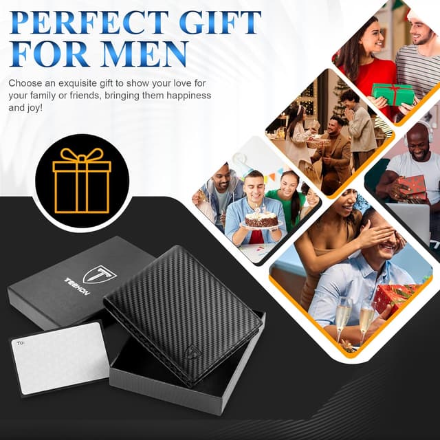 Thumbnail 6 de TEEHON Mens RFID Blocking Carbon Fibre Wallet
