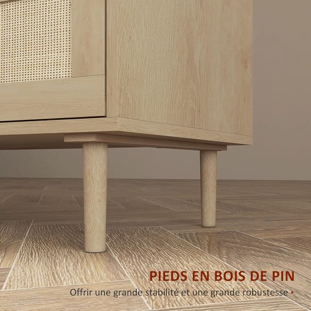 Thumbnail 5 de HOMCOM Commode 6 tiroirs rotin clair 110x40x75 cm