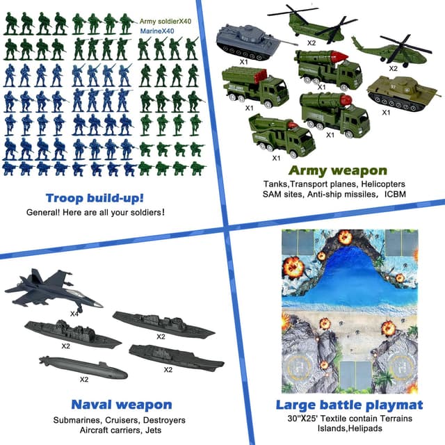 Detalle de TALGIC Army Men Playset (Large Set) with 80 Action Figures, Battle Mat, Tanks & Vehicles