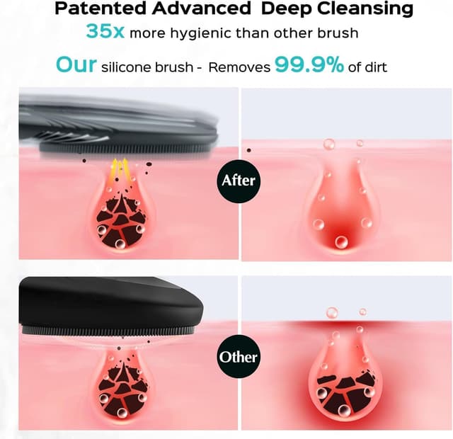 Detalle 2 de COSLUS FBS01 rechargeable silicone face scrubber with 5 cleaning modes (IPX7 waterproof) – Black