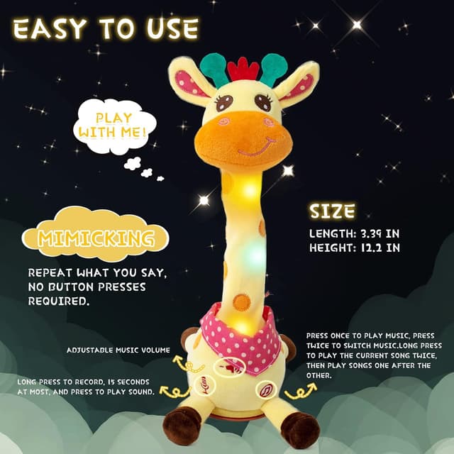 Detalle de Edencomer Singing Dancing Giraffe Toy 12.6 inch