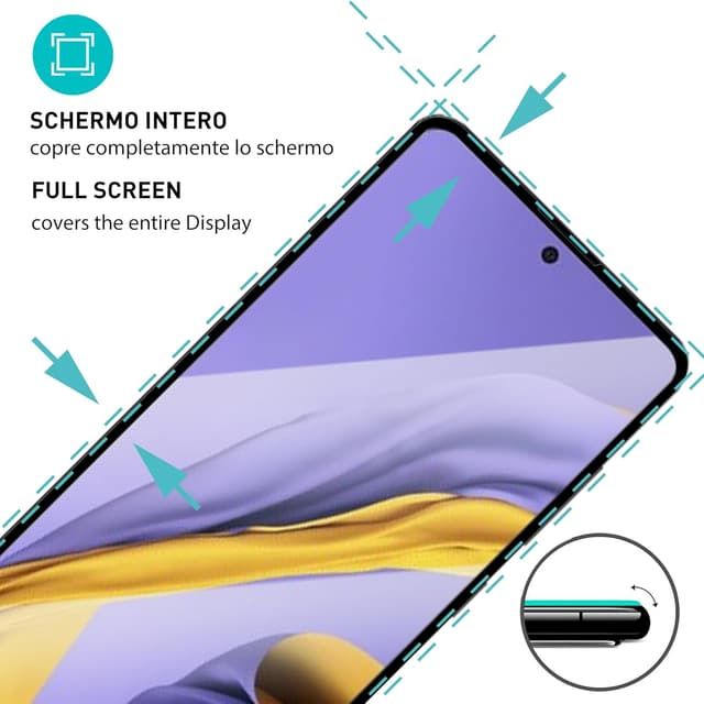 Detalle 2 de smartect Vetro Temperato Full Screen per Samsung Galaxy A51 (2 pezzi, 9H) con installazione senza bolle