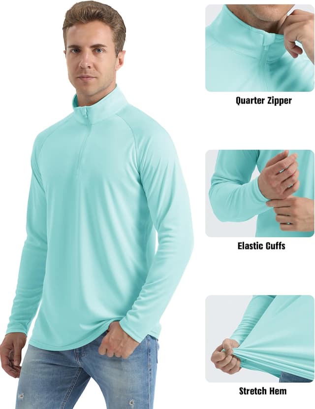 Detalle 2 de MAGCOMSEN Men’s Long Sleeve Sun Shirts UPF 50+ 1/4 Zip Rash Guard Tee (Polyester)