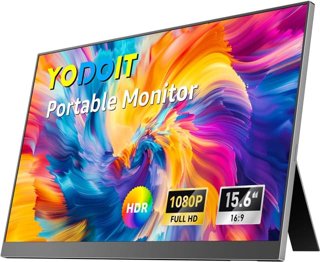 Detalle de Yodoit Portable Monitor (15,6 Zoll, Full HD) mit IPS, USB-C und integrierten Lautsprechern