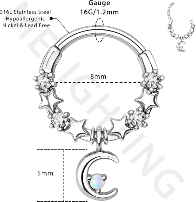 Thumbnail 6 de Melighting Piercing setto lunare 16G