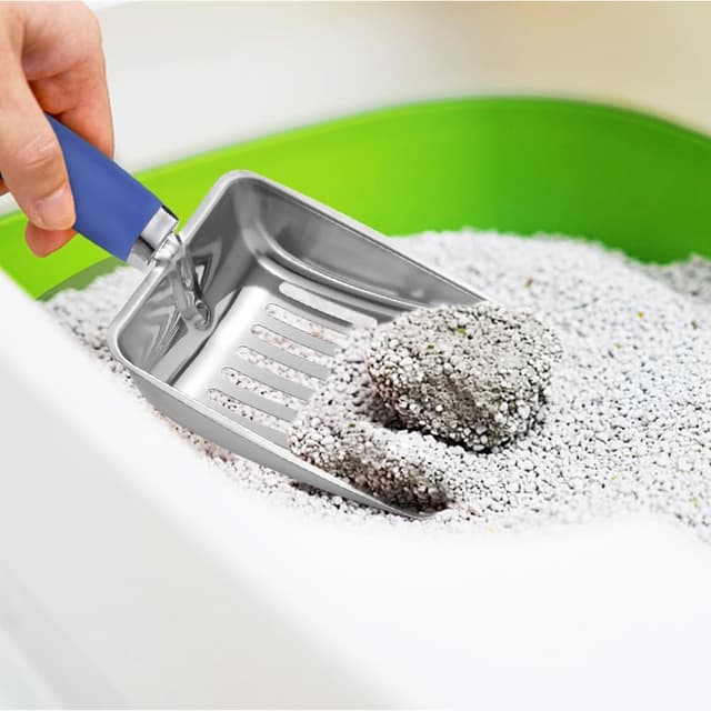 Thumbnail 6 de Edelstahl-Katzenstreu-Schaufel (Edelstahl, Gitter) in Dunkelblau – kompakte Metall-Schaufel fürs Katzenklo