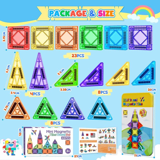 Thumbnail 5 de Mini Travel Magnetic Tiles Set 43 pcs for Toddlers 🧩