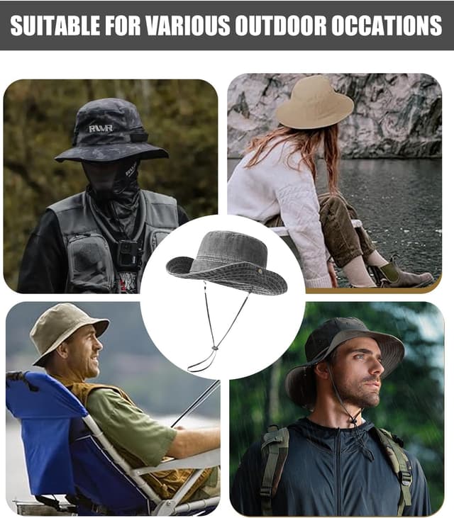 Thumbnail 6 de NLAND faltbarer Sonnenhut mit UV-Schutz für Herren & Damen – Safari/Boonie Hut mit breiter Krempe und Kinnband