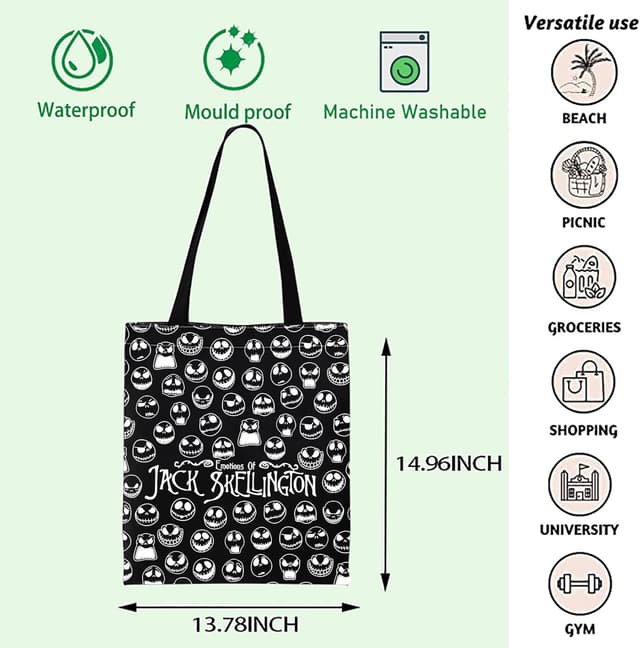 Thumbnail 3 de FOTAP Jack Skellington Tote Bag