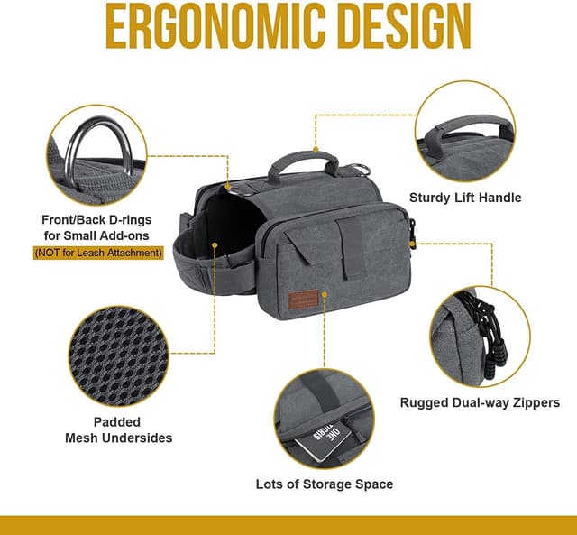 Detalle 2 de OneTigris HOPPY CAMPER dog backpack for hiking, camping and travel