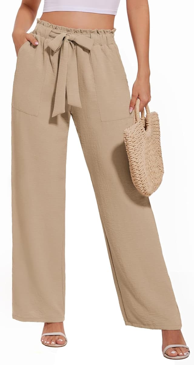 Detalle 2 de Neineiwu Palazzo-Hose für Damen: High-Waist Wide Leg mit Taschen