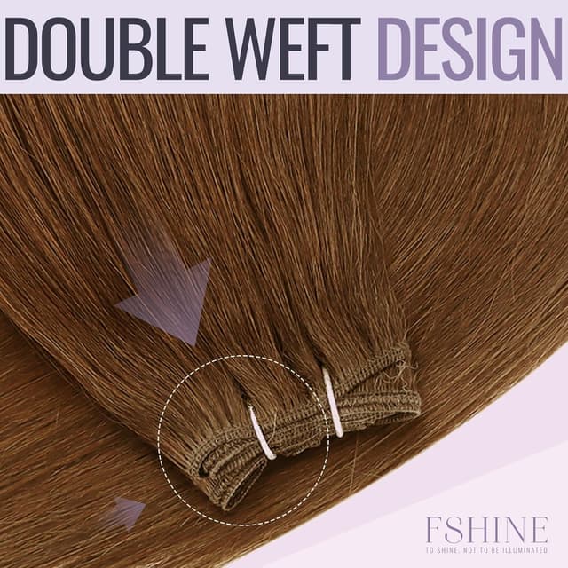 Detalle de Fshine Tissage Cheveux Naturel Auburn Cuivré Rousse 100G (50 cm) en Remy Human Hair