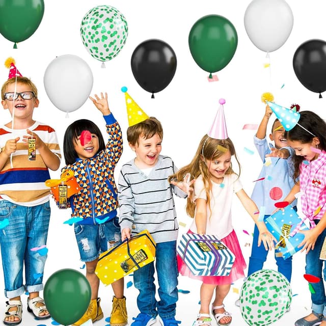 Detalle 2 de Green and Black Balloons 50-Piece Set (12 Inch) for Birthday, Game Day & Party Decor