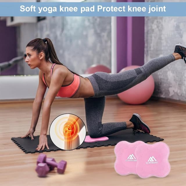 Detalle de Flintronic Yoga Genouillère (2 pièces) avec tapis antidérapants et bandes de résistance pour protéger genoux, coudes et poignets