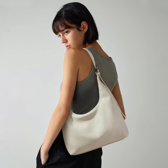 Detalle de KALIDI Damen Handtasche/Schultertasche aus PU-Leder im Vintage-Hobo-Stil mit verstellbarem Gurt