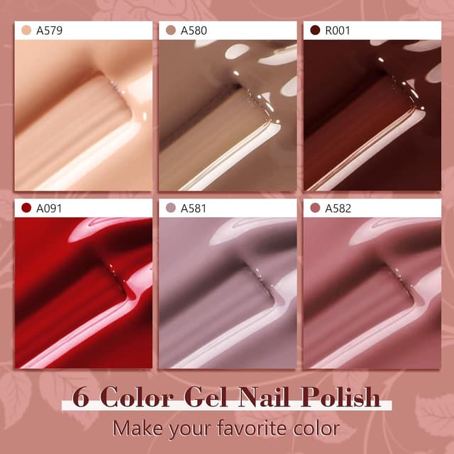 Detalle 2 de Shining She UV Nagellack Set (HEMA-frei, TPO-frei) mit 6 Farben – 8 ml pro Flasche