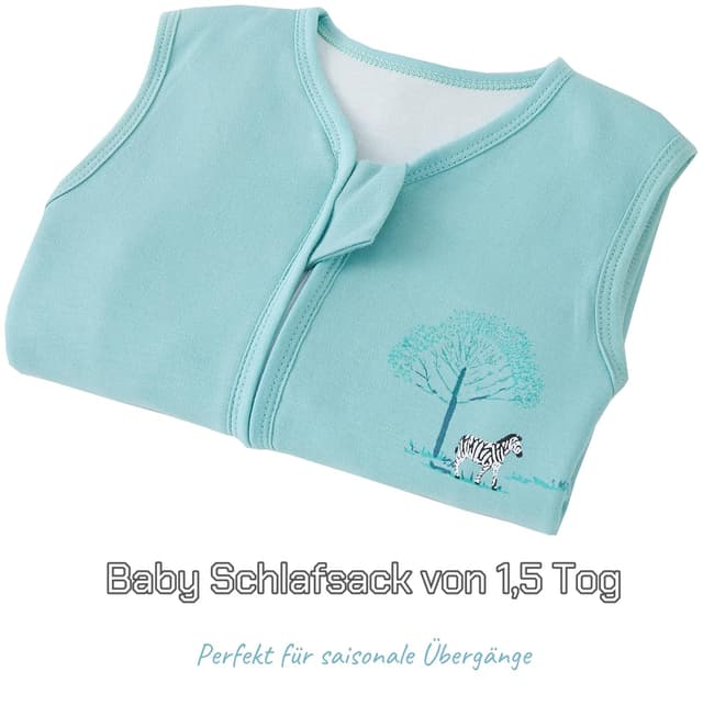 Detalle de Teechodina Baby Schlafsack mit Füßen (100% Baumwolle, 1,5 Tog) – ganzjährig, 90 cm