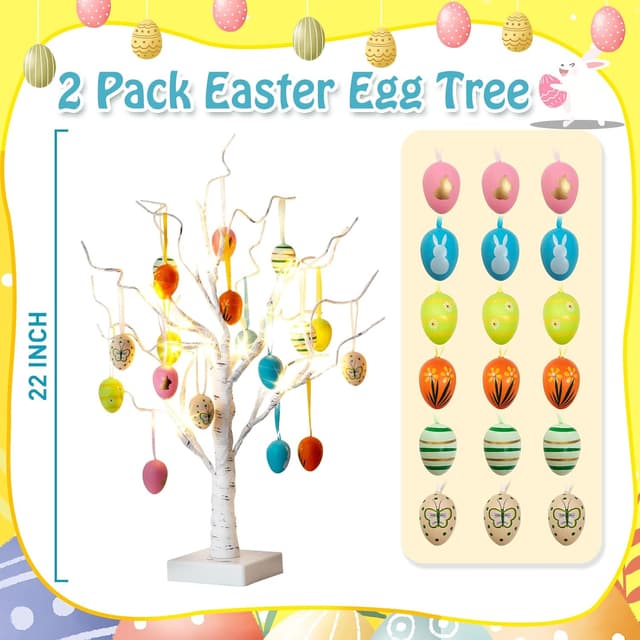 Detalle de Eambrite Easter egg tree set of 2, 24 LEDs