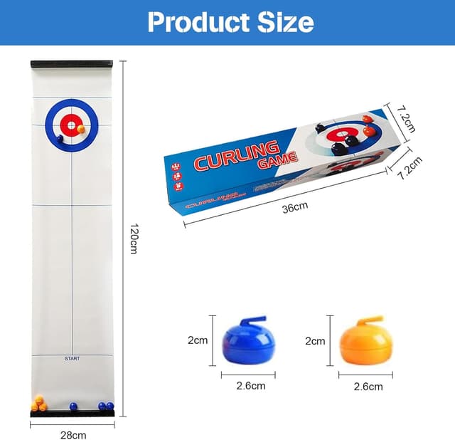 Detalle 2 de MEETOZ Tabletop Curling Game (portable team board game) with 16 curling stones