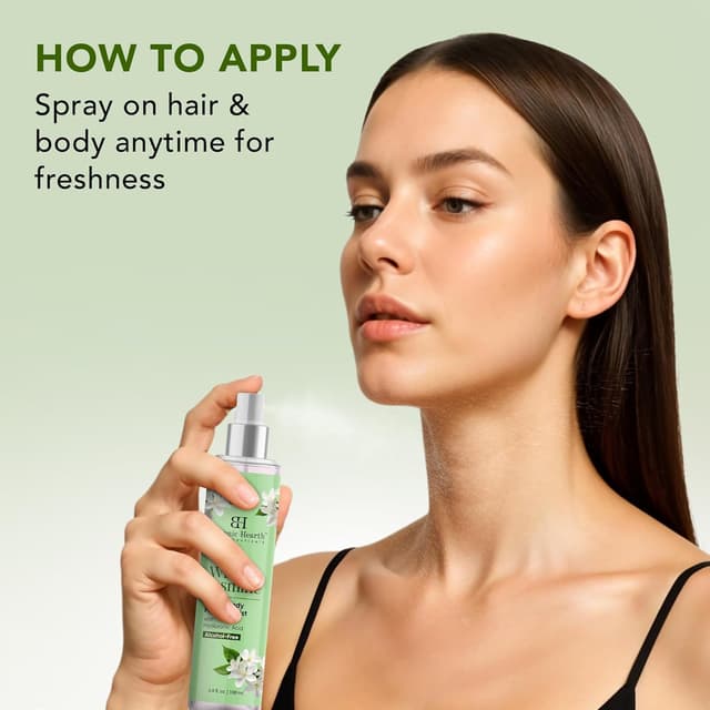 Detalle de Botanic Hearth Jasmine Hair Perfume & Body Mist (Alcohol-Free) — Long-Lasting Hair Deodorizer and Floral Body Scent