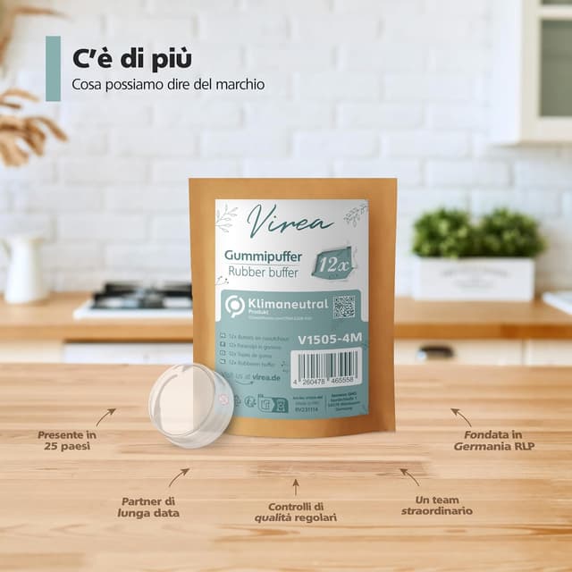 Thumbnail 6 de virea Fermaporta e paracolpi autoadesivi trasparenti 18 x 4 mm (con gomma elastica) per porte, pareti e superfici lisce