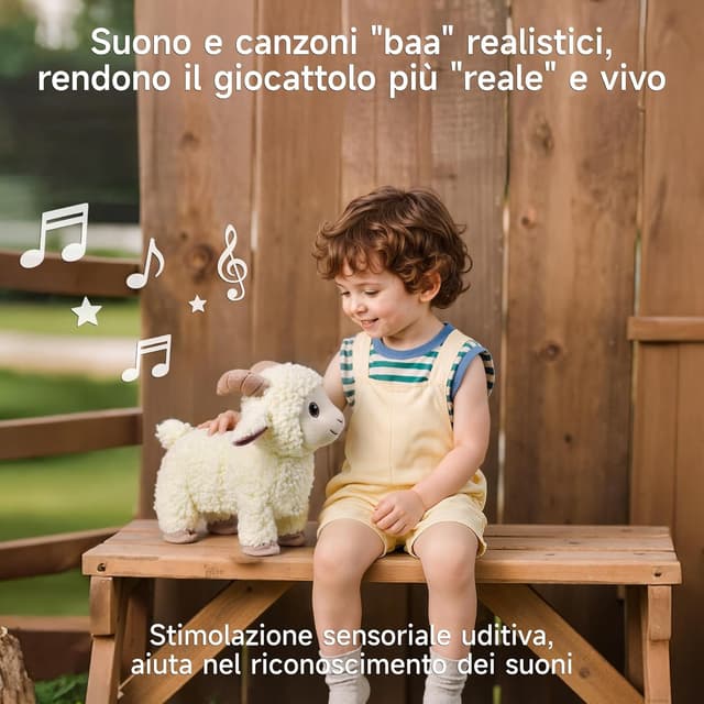 Detalle de eJog Pup Pecora di peluche che cammina, canta e telecomanda con guinzaglio