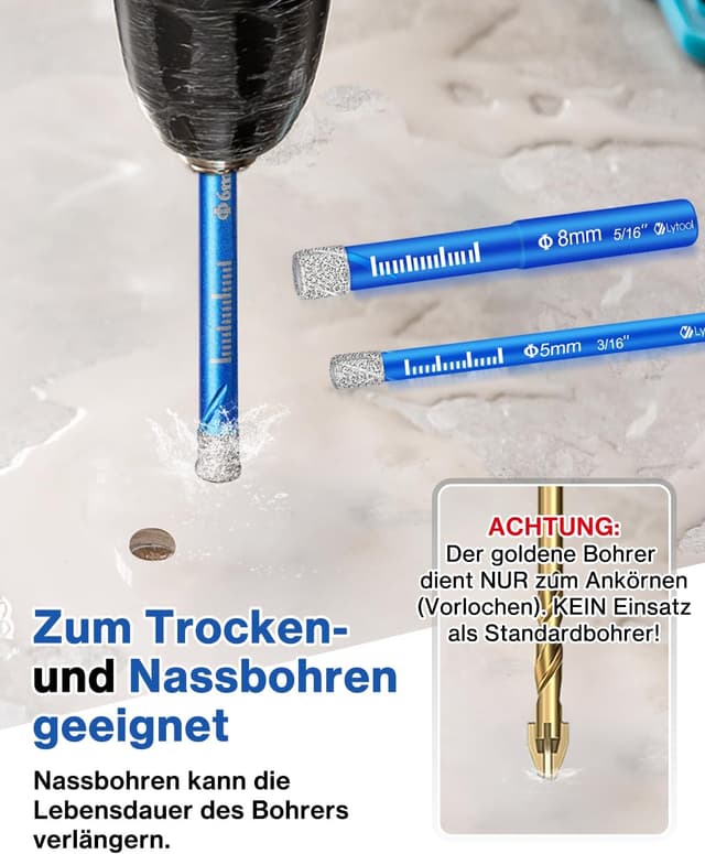 Thumbnail 3 de Lytool Fliesenbohrer Diamantbohrer Set 5tlg 5–12 mm