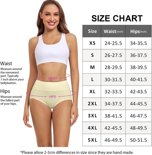 Detalle de wirarpa Damen-Unterhosen aus Baumwolle im 5er-Set – High Waist Taillenslip mit weich umschlossenem Bund