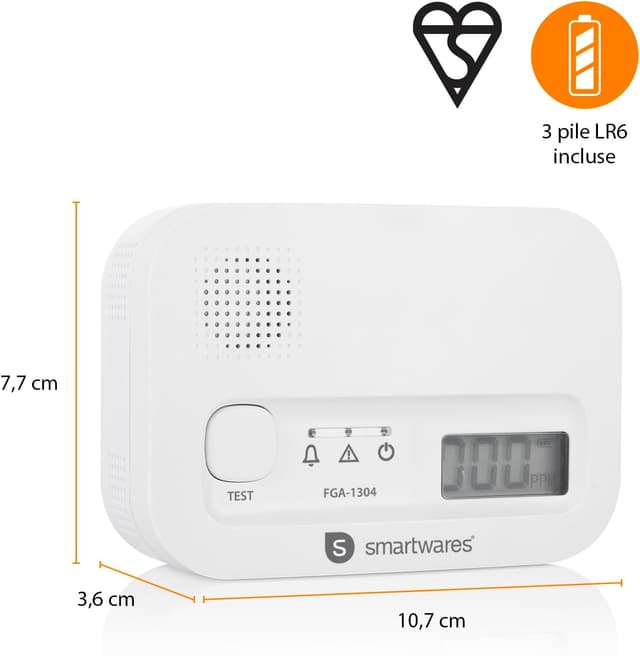 Thumbnail 2 de Smartwares FGA-13041 rilevatore CO 10 anni 🔔