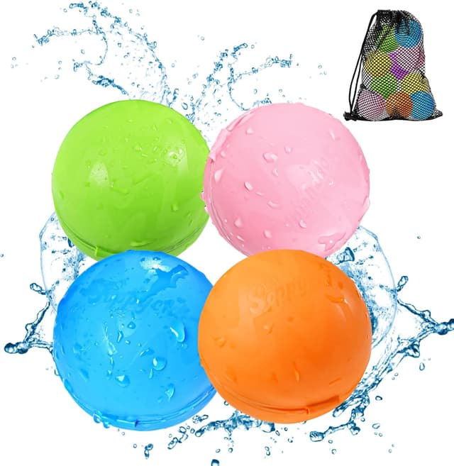 Detalle de Tlitlimom Reusable Water Bomb Balloons (4-Pack) — Magnetic Self-Sealing Splash Ball for Pool & Beach Play
