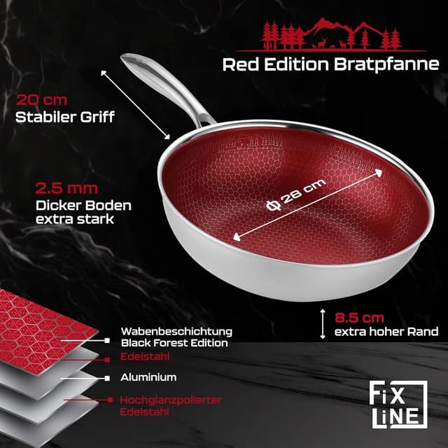 Detalle 2 de FIXLINE BLACK FOREST Wokpfanne 28cm