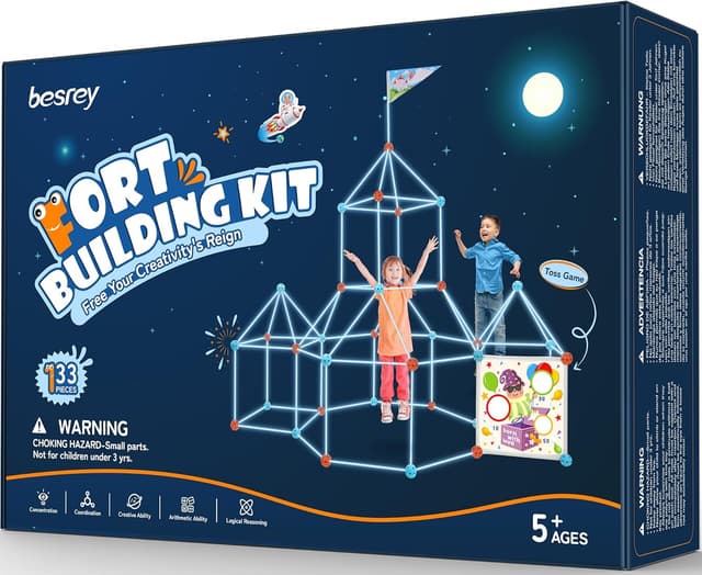 Detalle de besrey Kids Fort Building Kit & Den Building Kit (133 pcs) with Toss Game