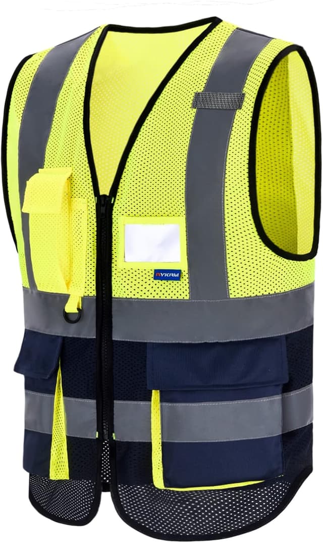 Thumbnail 6 de AYKRM 21 Colours High-Vis Vest with Zipper Front, 360° Reflectivity & Phone/ID Pockets
