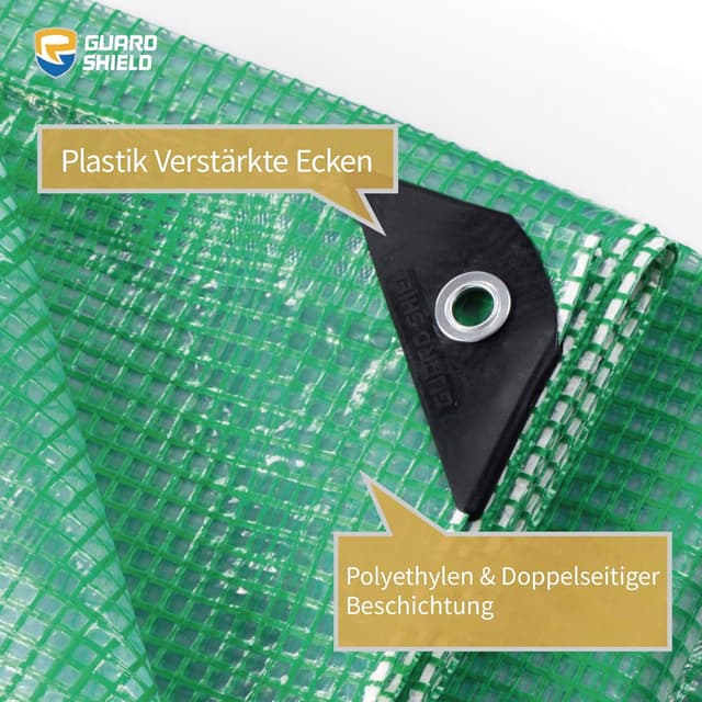 Detalle 2 de GUARD SHIELD Abdeckplane wasserdicht transparent-grün (6x8 m) mit Ösen – UV-stabil, reißfest und schimmelresistent