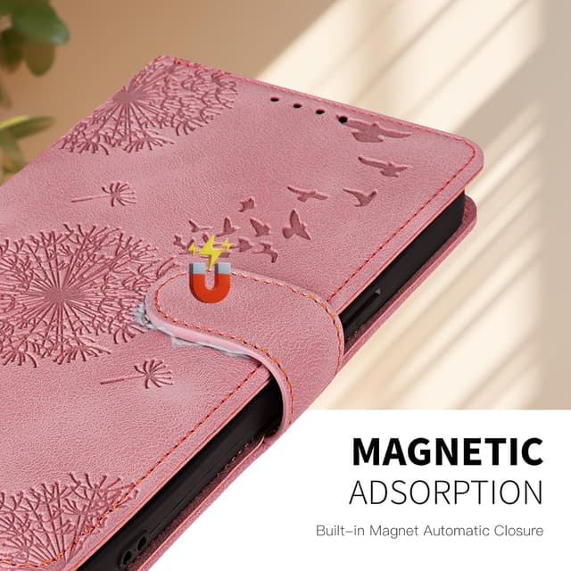 Detalle de Rostsant Handyhülle für Sony Xperia 10 VII Löwenzahn – PU-Leder Flip Case mit Magnetverschluss und Kartenfächern