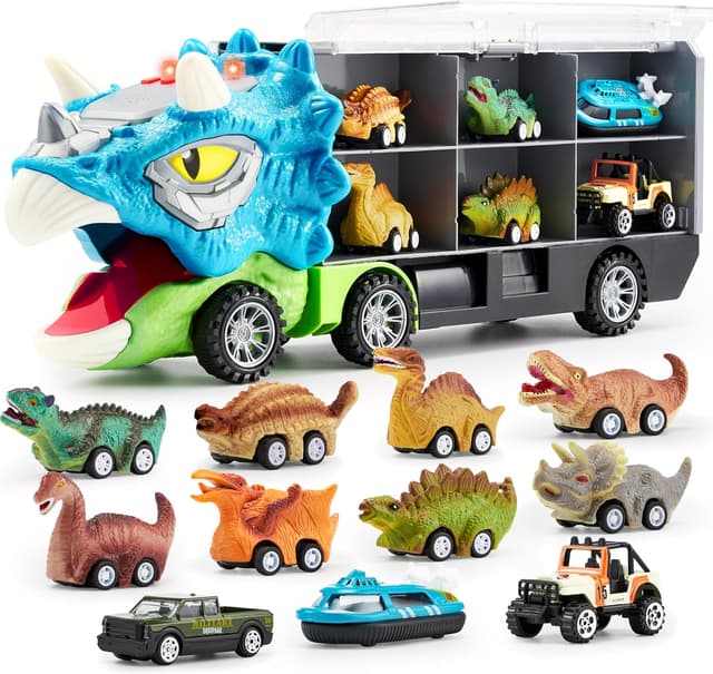 Imagen de JOYIN 13 Piezas Camión transportador de dinosaurios en OfertitasTOP