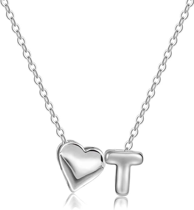 Detalle de LIHELEI Herz-Initialen-Halskette aus 925er Silber (A–Z) für Damen