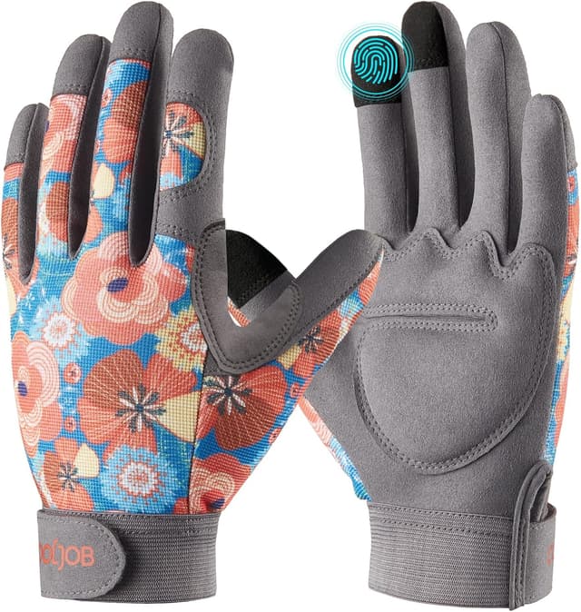 Detalle de COOLJOB Gartenhandschuhe für Damen mit Klettverschluss (S–M) – durchstichsichere Rosenhandschuhe aus Kunstleder, 1 Paar