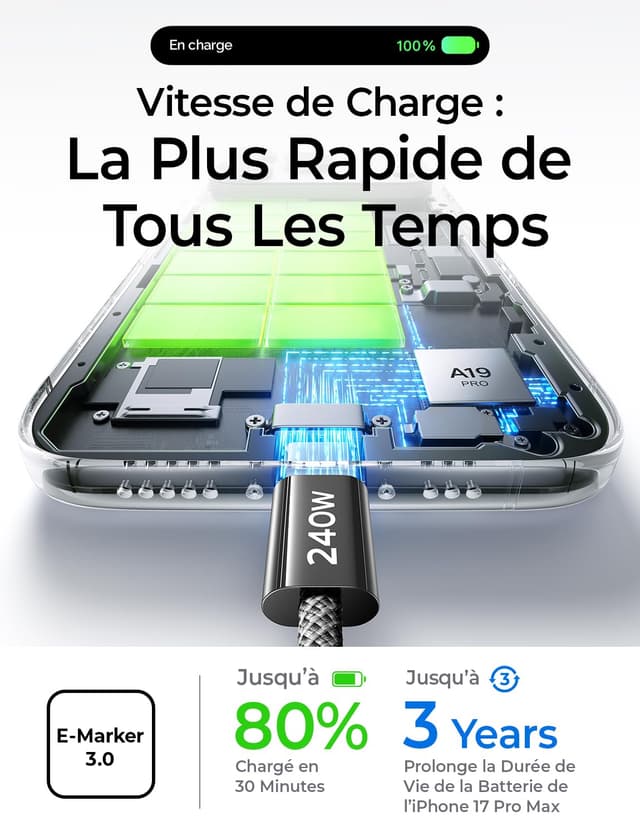 Thumbnail 1 de LISEN 240W câble USB‑C 2m rapide