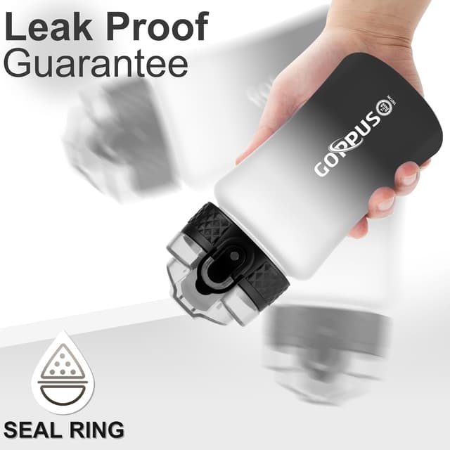 Detalle 2 de GOPPUS 350ml Kids Water Bottle With Straw, Flip Top Lid & Strap (Tritan, BPA-free)