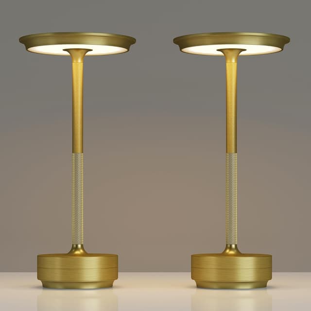 Detalle de TBBGA 2-Pack Rechargeable Cordless Table Lamps (Gold) with Stepless Dimming & Memory