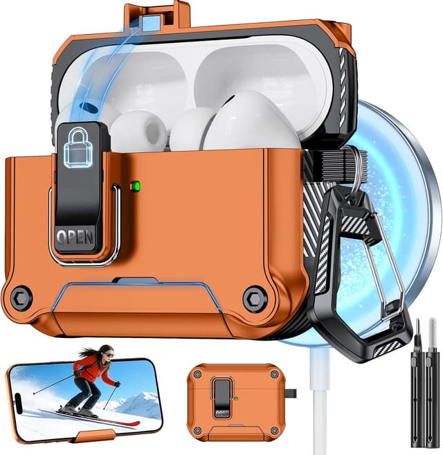 Thumbnail 6 de Pohgelan Compatible AirPods Pro 2/1 Case with Magnetic Automatic Lock & Cleaning Kit (Black)