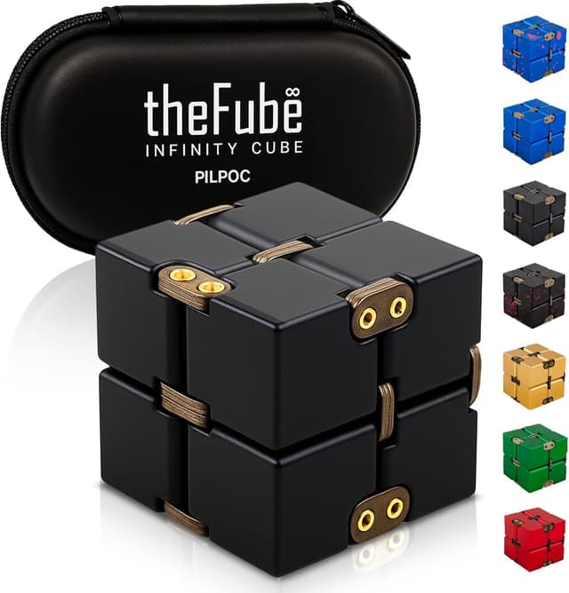 Detalle de PILPOC theFube Infinity Cube (Aluminum) Fidget Toy for Adults with Case — Black