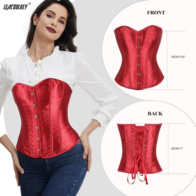 Detalle 1 de LEACOOLKEY Korsett-Top für Damen mit 12 Stäben